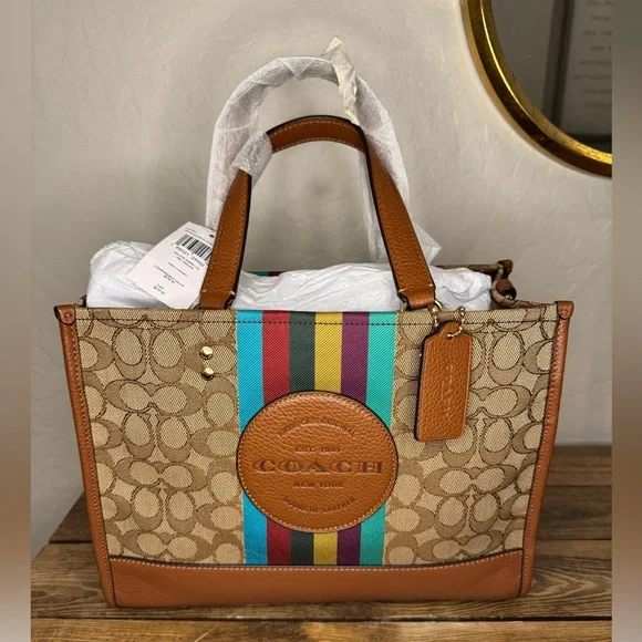 NWT RETAILS $378 Coach signature Dempsey tote/crossbody - Picture 1 of 11